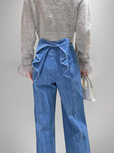 Jean droit taille haute avec nœud